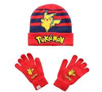Disney Pokemon, Pack 2 Pièces, Enfant, Extensible, (2 à 8 Ans), Bonnet + Gants, Doux, Mignon, Chaud, Chapeaux, Fille, Garçon, Modèle 3611-POK-S2-TU-24 CM