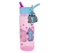 Disney Polar Gear - Stitch and Angel - Bouteille d'eau de 500 ml pour enfants avec paille - Cadeau Lilo et Stitch pour filles - Fournitures scolaires - Bouteille d'eau avec breloque Stitch
