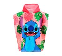 Disney Poncho de Bain Enfant à Capuche 55 x 110 cm Poncho de Plage Serviette Poncho pour Plage Piscine Vacances Absorbant Poncho en Coton (Stitch 1)