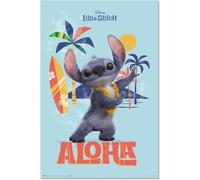 Disney Poster décoratif mural pour décoration de maison Stitch Aloha Film Live Action Impression sur papier brillant 90 x 60 cm sans cadre GPE5956
