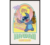 Disney - Poster - Lilo & Stitch - Hawaii Club Surf + cadre amovible, Shinsuke® Maxi plastique noir, vitre acrylique
