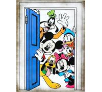 Disney Poster mural décoratif série Cartoon personnages Pluto Mickey Mouse Minnie Mouse Donald Duck à la porte impression artistique sur papier couché 40 x 30 cm sans cadre