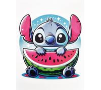 Disney Poster mural décoratif série dessin animé Stitch pastèque imprimé sur papier couché 40 x 30 cm sans cadre