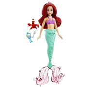 Disney Poupée Ariel, La Petite Sirène, Sea Stories 28 cm avec Sébastien et Divers Accessoires Princess Original Mattel HLW35 - Enfants à partir de 3 Ans