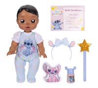 Disney Poupée bébé Stitch Darlings avec Cheveux Bruns, Officielle par Jakks Pacific, avec Effets Lumineux Magiques et Paillettes, Baguette Magique, Flacon de poussière de fée