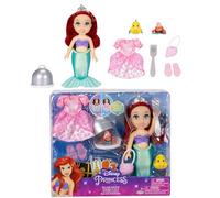 Disney Princess Ariel Doll Sea to Land Petite poupée Ariel avec Sebastian & Flounder, en queue de sirène et robe rose
