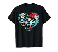 Disney Princess Ariel Flounder and Sebastian Collage Heart T-Shirt