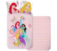 Disney Princess Arielle, Raiponce, Cendrillon et Jasmine, linge de lit bébé, linge de lit enfant, couette 100 x 135 + oreiller 40 x 60 cm 100% coton