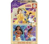 DISNEY PRINCESS (BELLA + VAIANA) - 2 puzzles en bois Multicolore G