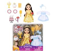 Disney Princess Poupée Belle Be Our Guest – Petite avec Mrs. Potts & Lumière, robes jaune et bleue