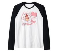 Disney Princess Belle in Magic Mirror Pink Coquette Collage Manche Raglan