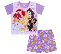 Disney Princess - Ensemble de pyjamas courts pour filles, set de pyjamas Ariel, Belle, Raiponce et Jasmine, ensemble de vêtements de nuit pour princesses, pour filles, âges 2-10 ans, lilas, 7-8 ans