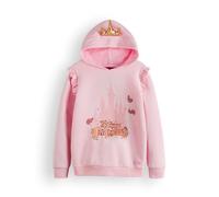 Disney Princess Filles Sweat à Capuche | Graphique Rose pour Enfants avec Couronne 3D | Volant Bras Ourlet Les Bonnes fées vêtements Pull | Magique Paillettes D’Or Film Cartoon Personnage Marchandise