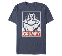 Disney Motif Blanche-Neige et Sept Nains Grumpy T-Shirt, Bleu Marine chiné, XXL Homme