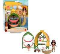 Mattel Disney Vaiana 2 jouets, Moana et Simea Village Home Playset avec 2 petites poupées, figurine Pua et 15 accessoires