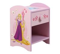 Disney Princess Moana et Raiponce Table de Chevet : Construction Robuste en Bois avec Un Design à 2 Niveaux, Petite Table d’appoint avec tiroir et étagère de Rangement pour Chambre d’Enfant