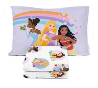 Disney Princess Parure de lit double Parure de lit 3 pices pour enfants comprenant une housse de coussin Draps en microfibre arc-en-ciel sup