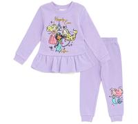 Disney Princess Raiponce Jasmine Aurora Ensemble sweat-shirt et pantalon en polaire pour petites filles Violet 2T