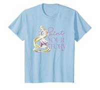 Disney Princess Rapunzel Paint Your Story T-Shirt, Enfant, Bleu Céleste, 10 ans