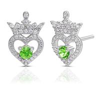 Disney Princess Sterling Silver Cubic Zirconia Birthstone Tiara Stud Earrings, Officially Licensed