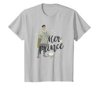 Disney Princess & The Frog Prince Naveen Her Prince T-Shirt, Enfant, Argent, 4 ans