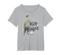 Disney Princess & The Frog Prince Naveen Her Prince T-Shirt, Femme Grandes tailles, Gris Chiné, 4X