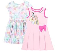 Disney Princesse Ariel Blanche-Neige Raiponce Lot de 2 robes tendance à manches courtes pour filles, Disney Princesses, 14-16