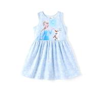 Disney Princesse La Reine des Neiges Elsa Minnie Mouse Robe d'été sans manches pour bébé, Bleu givré, 5-6 ans