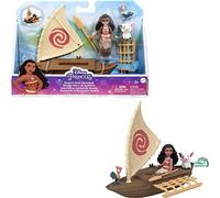 Disney Princesse, Petite poupée Moana et bateau flottant avec 2 figurines d'amis, inspirés des films Disney, HLW86