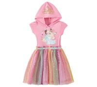 Disney Princesse Tiana Belle Cendrillon Fille Cosplay Robe en tulle à capuche pour tout-petits et grands enfants Rose