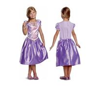 Disney Princesses - Déguisement Classique Raiponce Enfant - Licence Officielle - Taille M (7 à 8 Ans) - Rose - Broche inclue - Costume Réaliste - Broderie Dorée - Cosplay - Cadeau Enfants