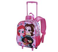 Disney Princesses Flowers-Sac à dos 3D à Roulettes Petit, Rose, 26 x 34 cm, Capacité 7 L