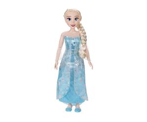 Disney Princesses - Grande Poupée Elsa La Reine des Neiges - 81 Cm - Robe Bleue avec Flocons Argentés - Licence Officielle - Chevelure Tressée - Poupée Articulée Enfant - Accessoires Inclus - 3 Ans +