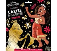 Cartes À Gratter Dorées Disney Princesses (Vaiana) - Les Ateliers - Contient 7 Cartes, 7 Coloriages, 1 Stylet