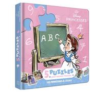 DISNEY PRINCESSES - Mon Petit Livre Puzzle - Les princesses à l'école - 5 puzzles 9 pièces 5 puzzles 9 pieces - Walt Disney - Hachette Disney - cartonné - Album jeunesse