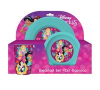 Disney Princesses Service de table pour enfants - 3 pièces réutilisables en polypropylène - Assiette, bol et tasse pour enfants - Service de table pour les repas - à partir de 24 mois