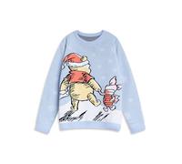 Disney Pull de Noël Bleu Clair à Manches Longues Winnie l'ourson et Porcinet pour Femme | Imprimé Flocons de Neige | Tenues de fête pour Noël | Produits dérivés