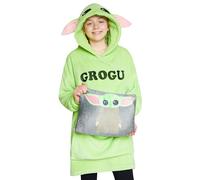 Disney Pull Plaid Enfant 2 en 1 Sweat Oversize en Polaire et Coussin Stitch Taille Unique Enfant Ado (Vert Baby Yoda)