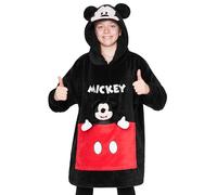 Disney Pull Plaid Enfant Sweat Oversize en Polaire Enfant Ado avec Peluche Stitch Angel Mickey Minnie Bourriquet (Noir Mickey)