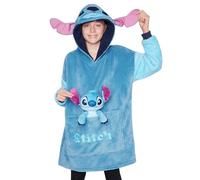 Disney Pull Plaid Enfant Sweat Oversize en Polaire Enfant Ado avec Peluche Stitch Angel Mickey Minnie Bourriquet (Bleu Stitch)
