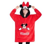 Disney Pull Plaid Enfant Sweat Oversize en Polaire Enfant Ado avec Peluche Stitch Angel Mickey Minnie Bourriquet (Rouge Minnie)