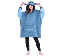 Disney Pull Plaid Femme Plaid Pull Polaire Sweat Oversize Poncho Pilou Stitch Jack Skellington Taille Unique (Bleu Stitch)