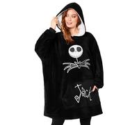 Disney Pull Plaid Femme Plaid Pull Polaire Sweat Oversize Poncho Pilou Stitch Jack Skellington Taille Unique (Noir/Blanc Jack Skelington)