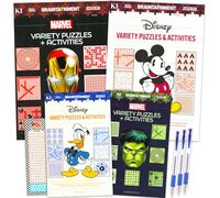 Disney Puzzles et activités Marvel pour adolescents et adultes - Lot de 4 livres de recherche de mots et de coloriage Disney et Marvel et plus encore | Livres de puzzle de recherche de mots pour