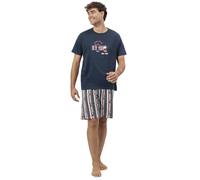 Disney Pyjama à manches courtes Mickey New York pour homme, bleu marine, L