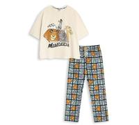 Disney Pyjama Beige à Manches Courtes et Jambes Longues pour Femme Madagascar | Vêtements de Nuit et d'intérieur à imprimé Animal | Pyjama rétro pour se détendre | Produits dérivés