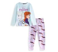 Disney Pyjama Bleu Clair à Manches Longues et Jambes Longues pour Fille La Reine des Neiges | Vêtements de Nuit imprimés Elsa, Anna et Olaf | Vêtements de Nuit pour Enfants
