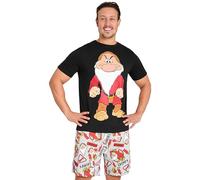 Disney Pyjama Court Homme, Doux et Respirant Coton Vêtements de Nuit Ensemble (Noir/Gris, XL)