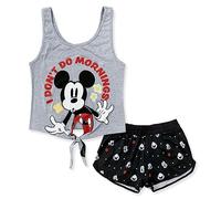 Disney Pyjama court pour femme Mickey Mouse Débardeur et short en coton d'été 6185, gris, L