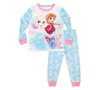 Disney Pyjama Fille | Ensembles de Pyjama Elsa Reine des Neiges | Pyjamas Frozen à Manches Longues | Princesse Pygama pour Enfants Bleu 7 a 8 Ans